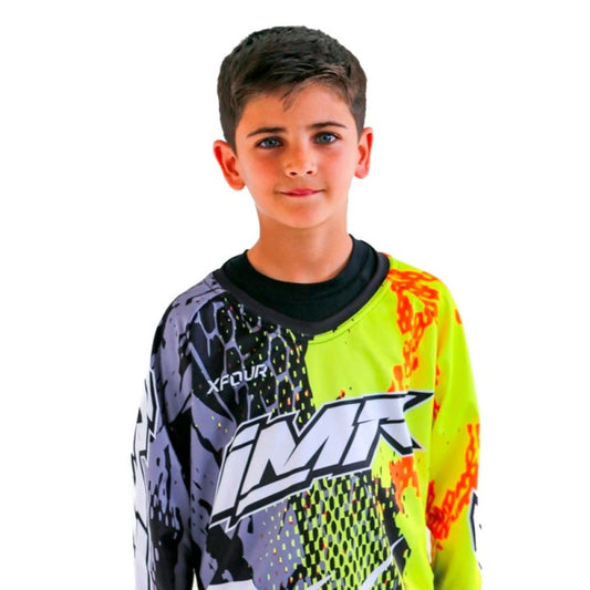 CAMISETA CROSS XFOUR AMARILLO/NARANJA FLUOR NIÑO MODELO 3K