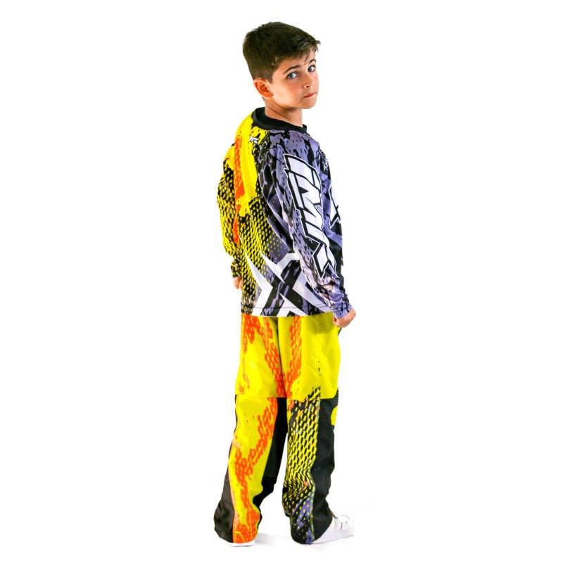 CAMISETA CROSS XFOUR AMARILLO/NARANJA FLUOR NIÑO MODELO 3K